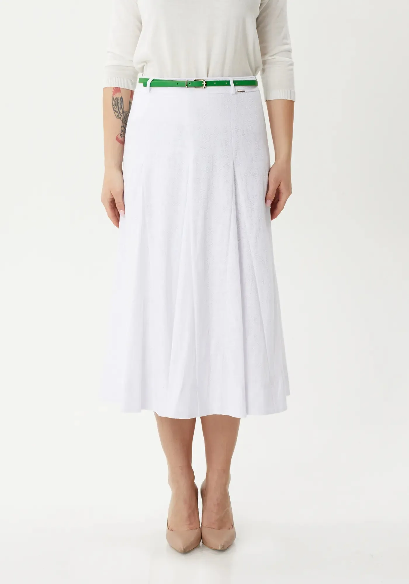 A-Line Flare Midi Skirt with Modest Sporty Style