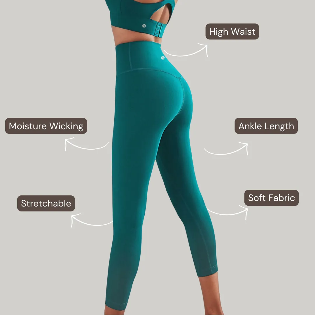 Ankle Length Leggings - Deep Green