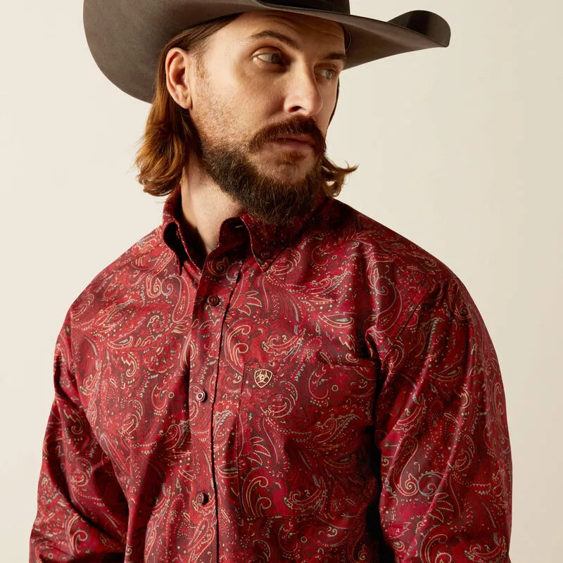 Ariat Men's Jaydon L/S Classic Fit Western Button Down Shirt in Red Paisley