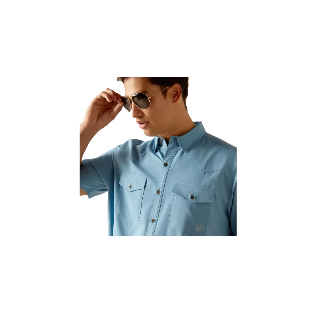 Ariat Men's Venttek Western Fitted Ss Blue Dawn Shirt