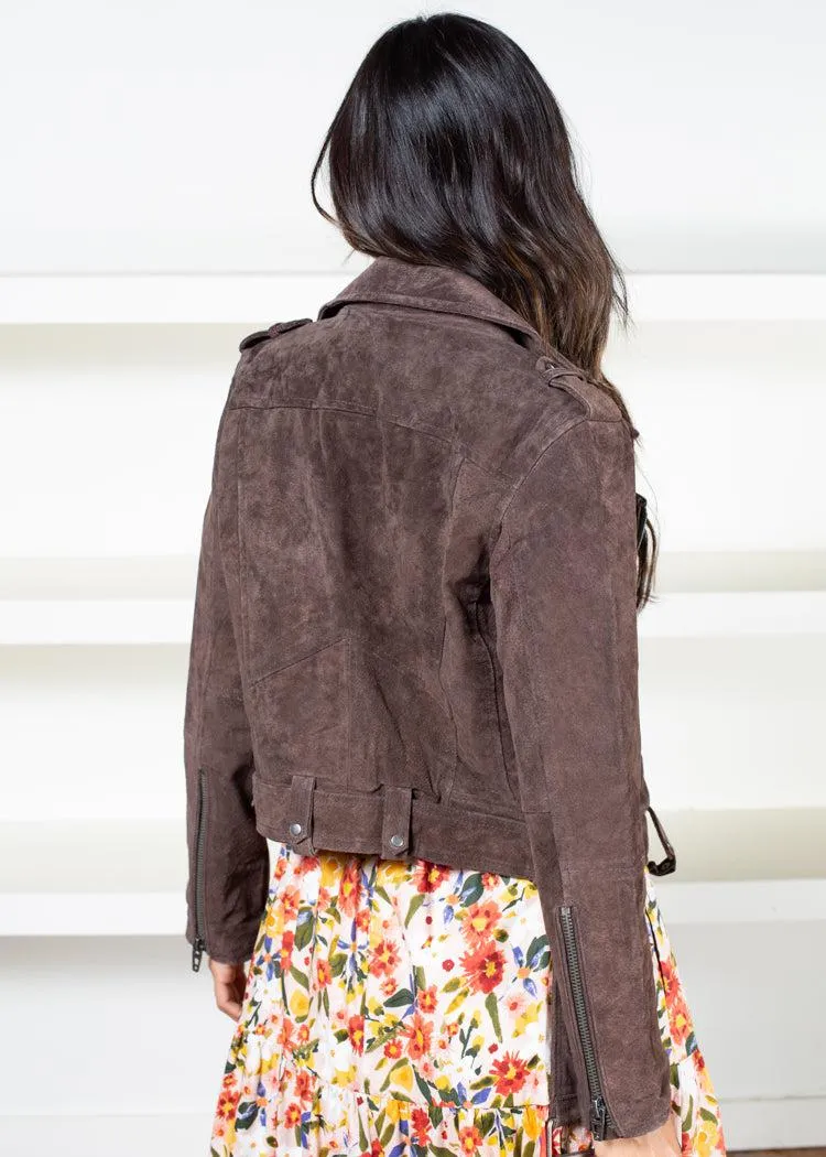 Blank NYC Faux Suede Moto Jacket - Chocolate-***FINAL SALE***