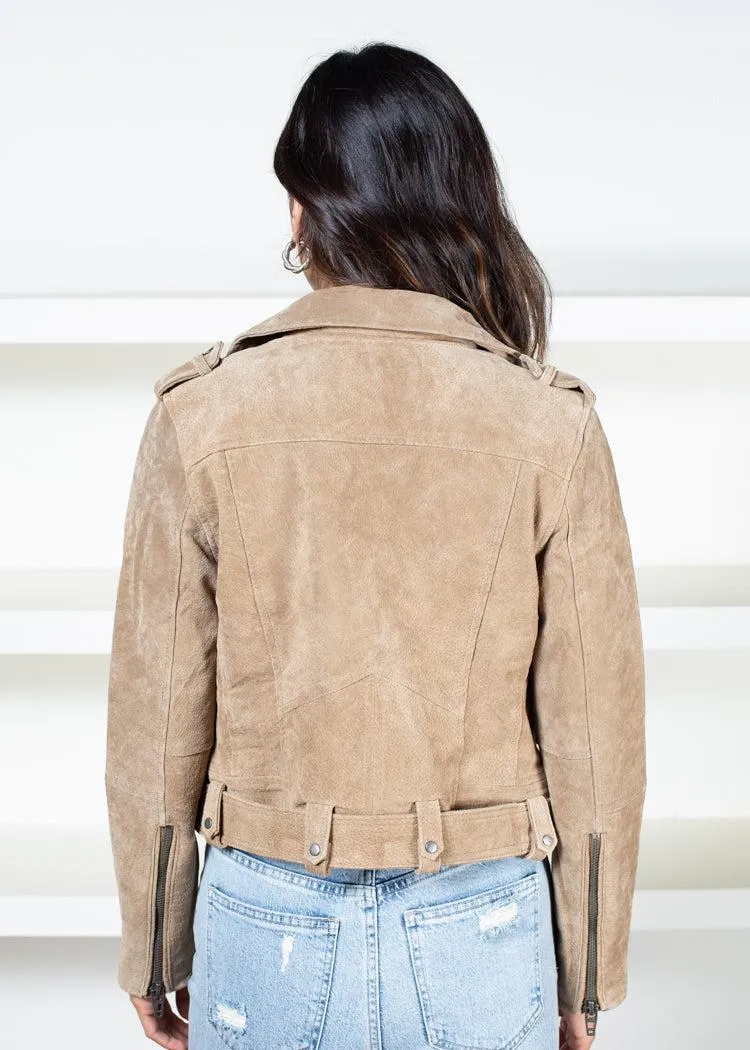 Blank NYC Faux Suede Moto Jacket - Taupe-***FINAL SALE***