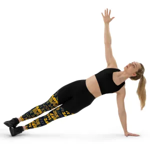 Blue & Gold Love Print Sports Leggings