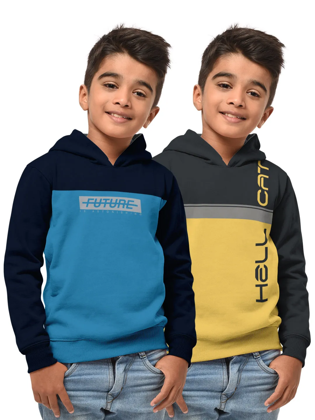 Boys Hood Neck FullSleeve Sweatshirt -Combo pack of 2