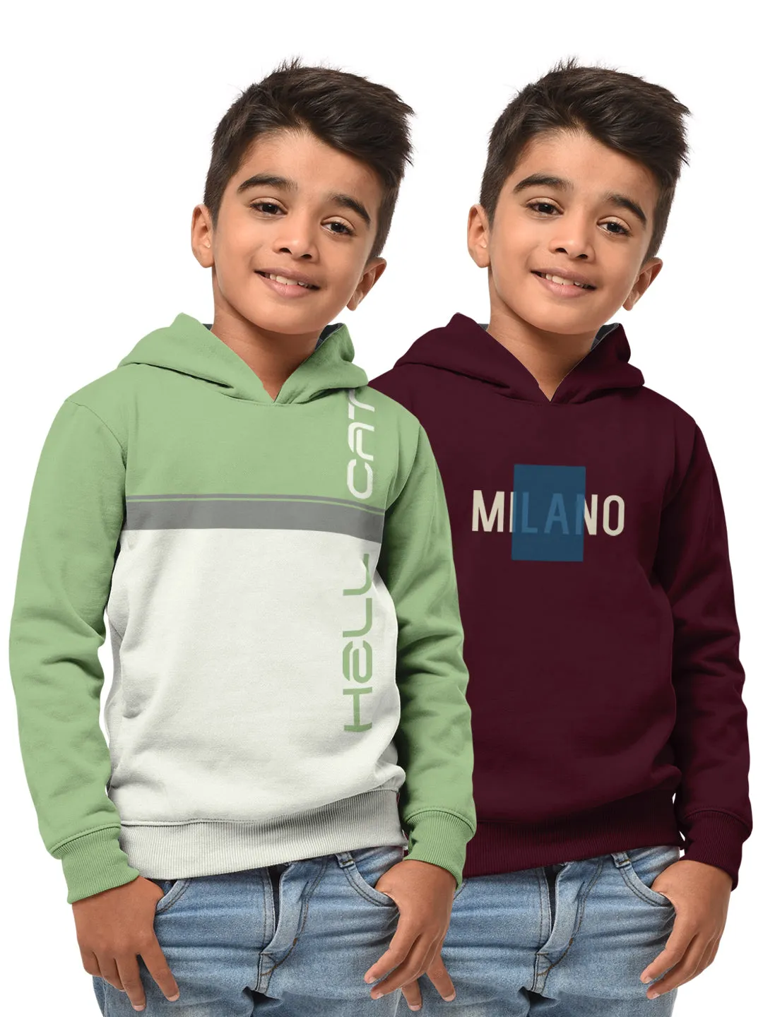 Boys Hood Neck FullSleeve Sweatshirt -Combo pack of 2