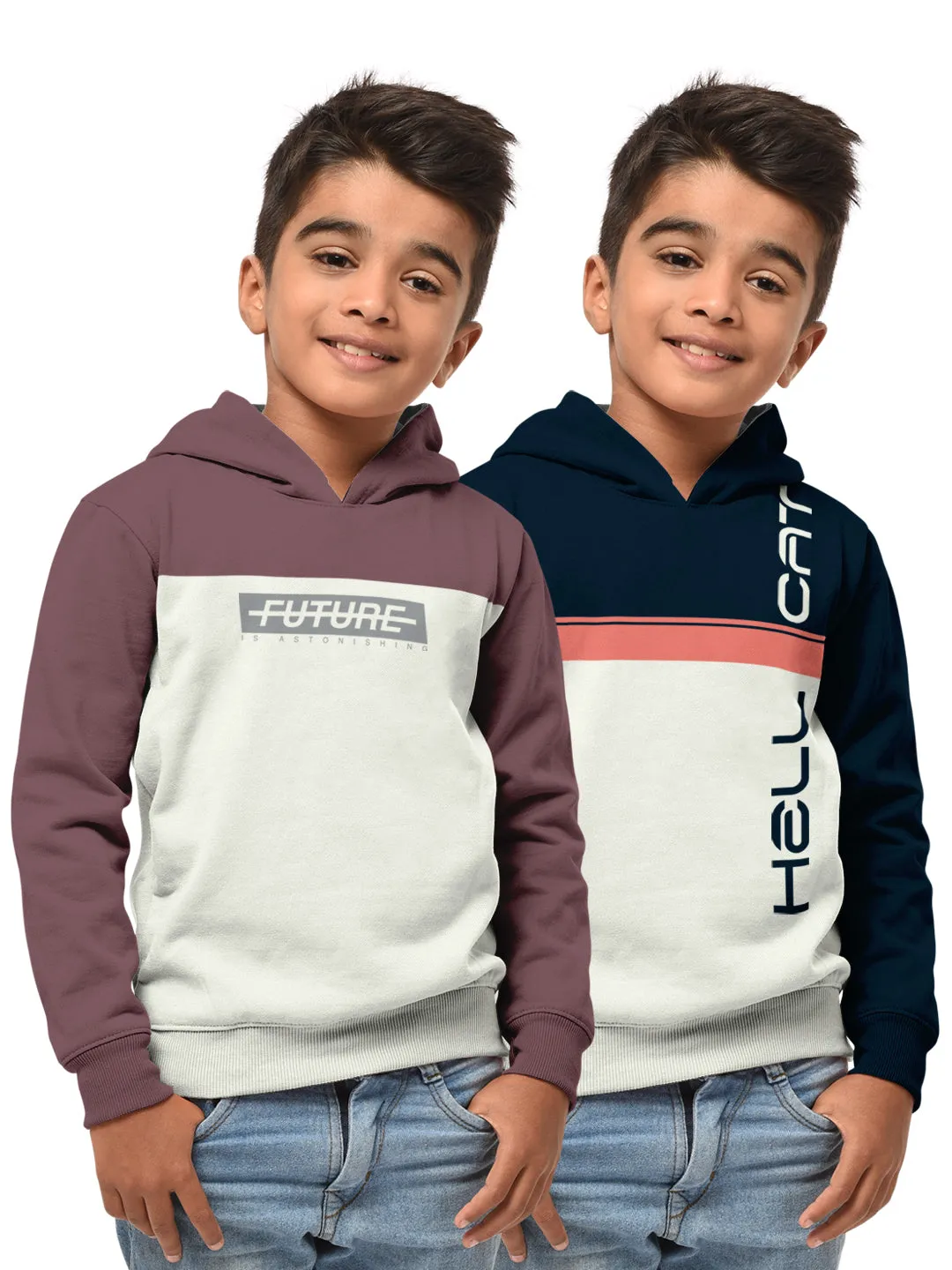 Boys Hood Neck FullSleeve Sweatshirt -Combo pack of 2