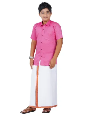 Boys Matching Dhoti & Shirt Combo Pink GL4