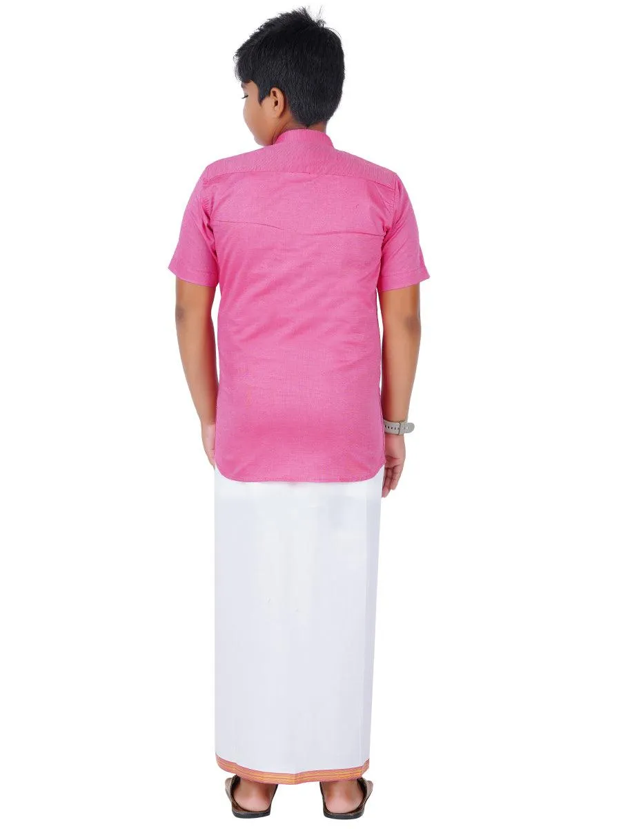 Boys Matching Dhoti & Shirt Combo Pink GL4