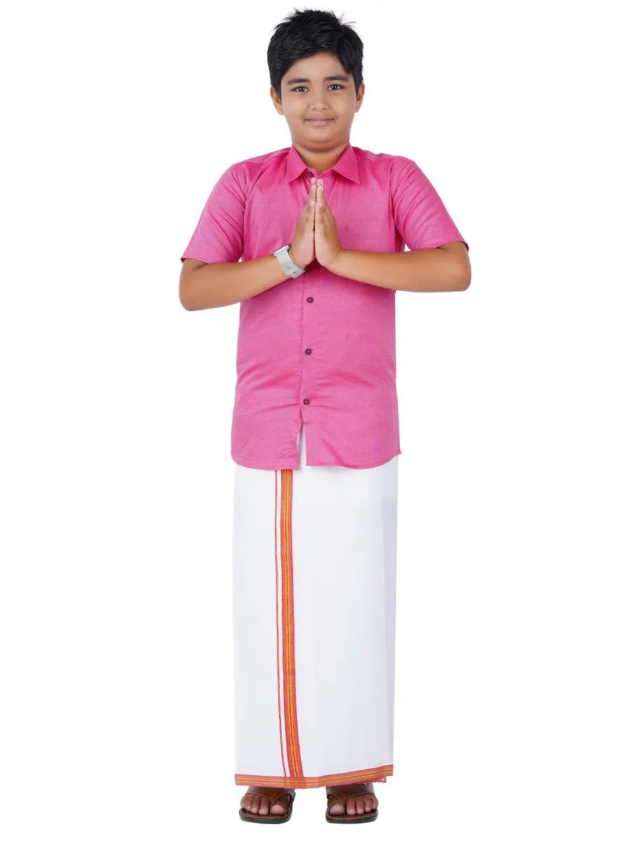 Boys Matching Dhoti & Shirt Combo Pink GL4