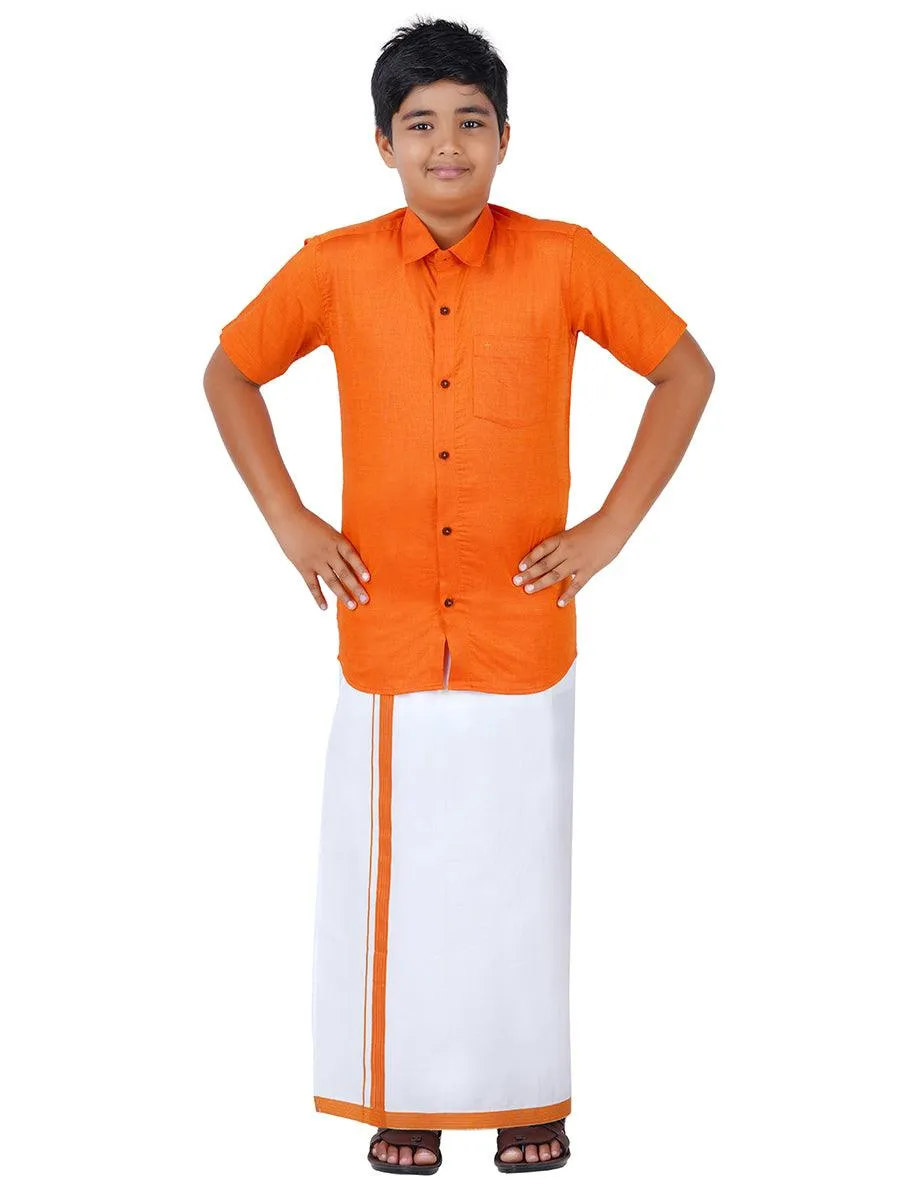 Boys Matching Dhoti & Shirt Combo Rust GL1