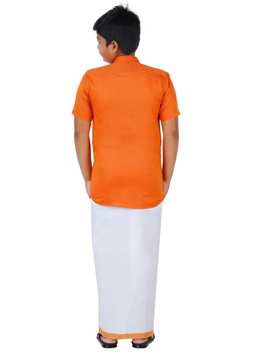 Boys Matching Dhoti & Shirt Combo Rust GL1