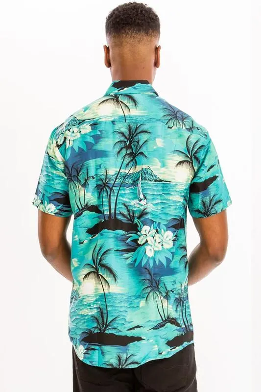 Bright Tropical Print Hawaiian Shirt