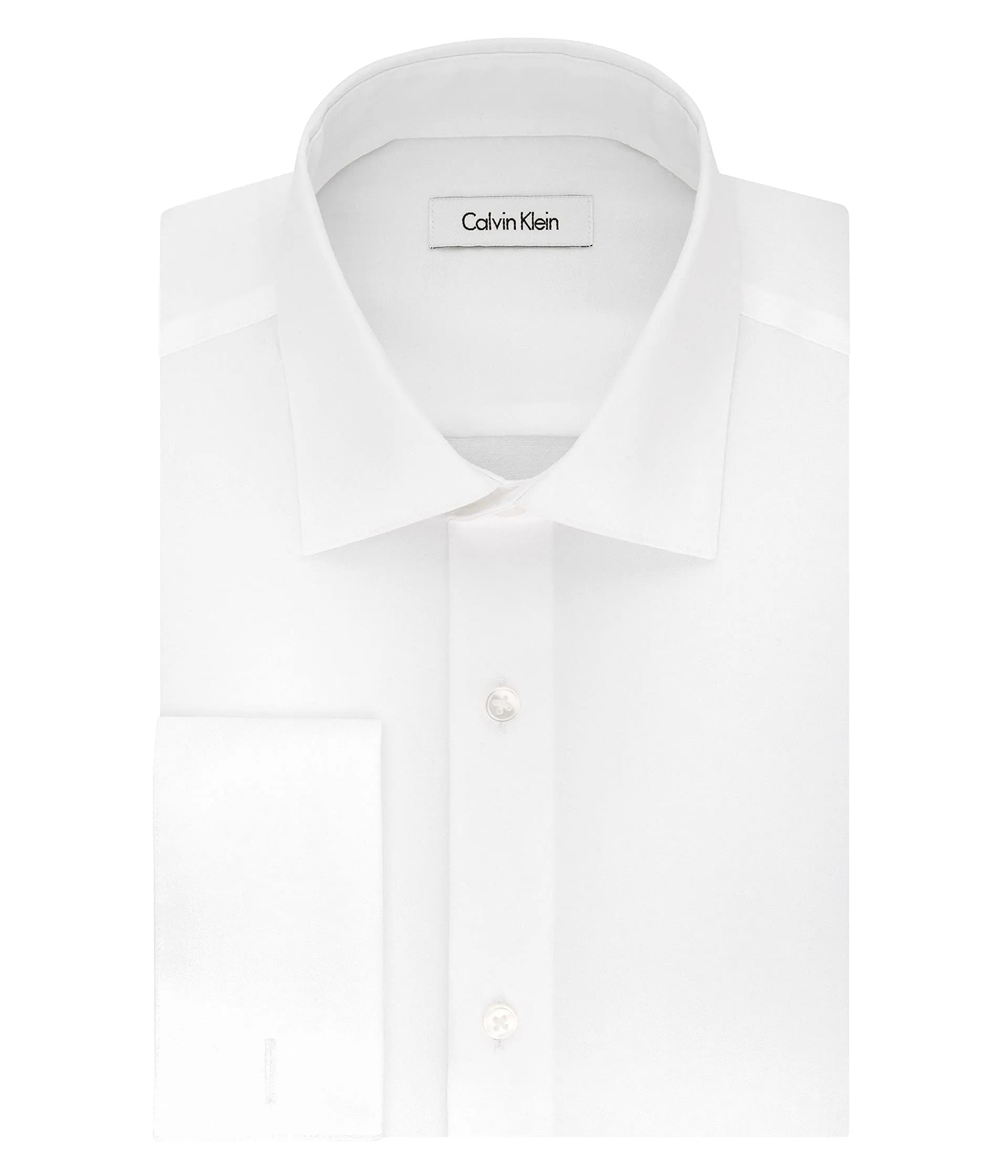 Calvin Klein Men's Regular Fit Non Iron Solid Shirt, White, 17.5" Neck 34"-35" Sleeve