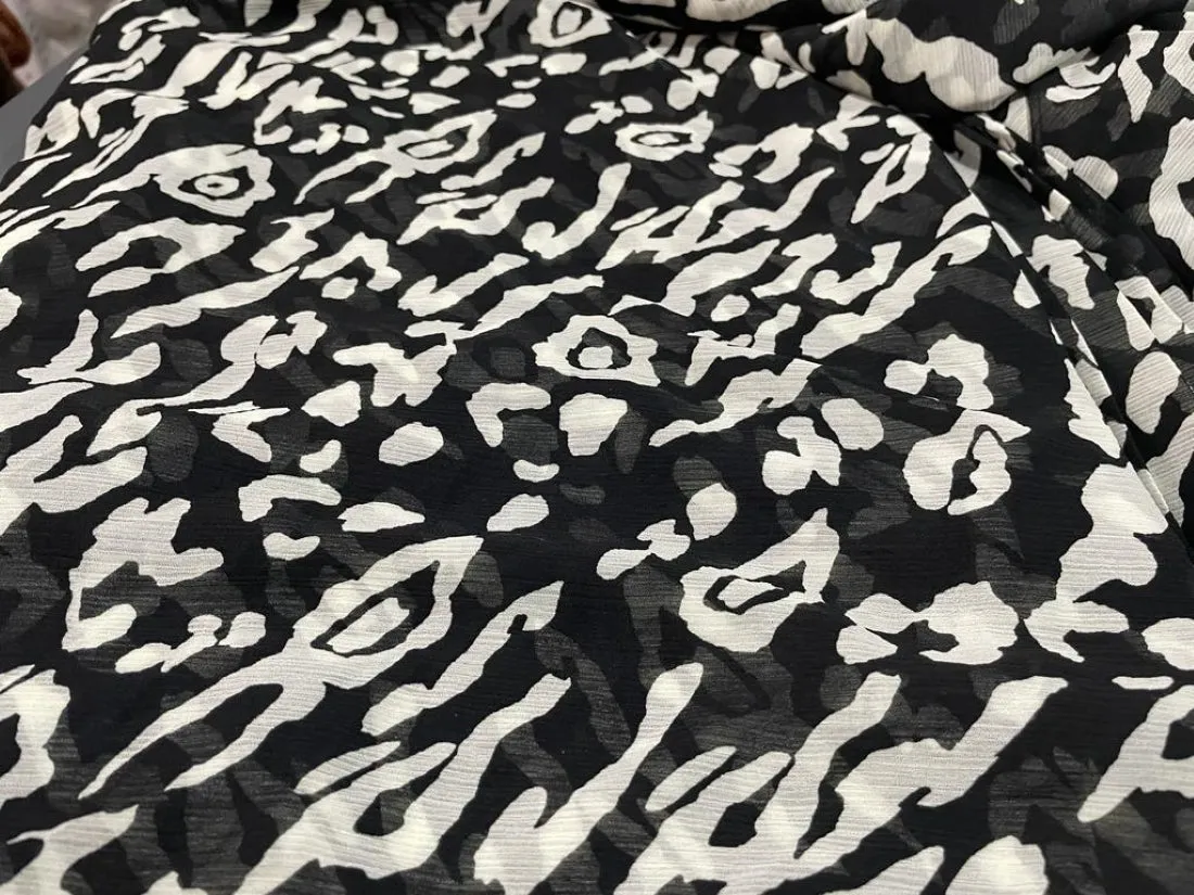 Chiffon printed  black and white color fabric 58" wide