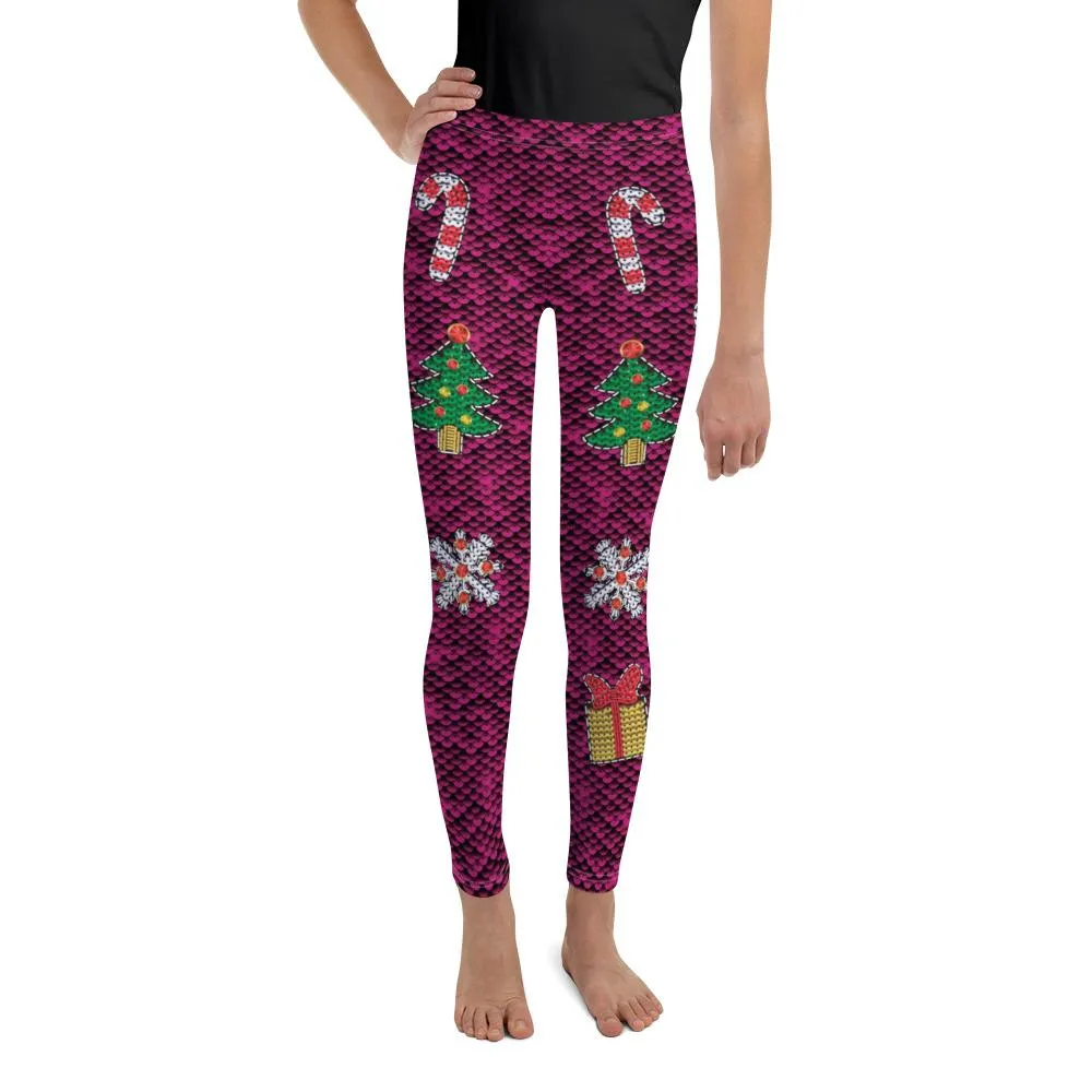 Christmas Paillette Youth Leggings