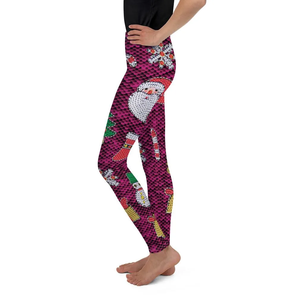 Christmas Paillette Youth Leggings