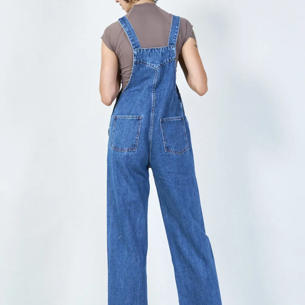 Classic denim overalls with front pocket wholesale