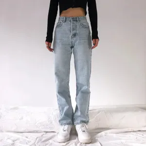 Classic High-Waisted Straight-Leg Jeans