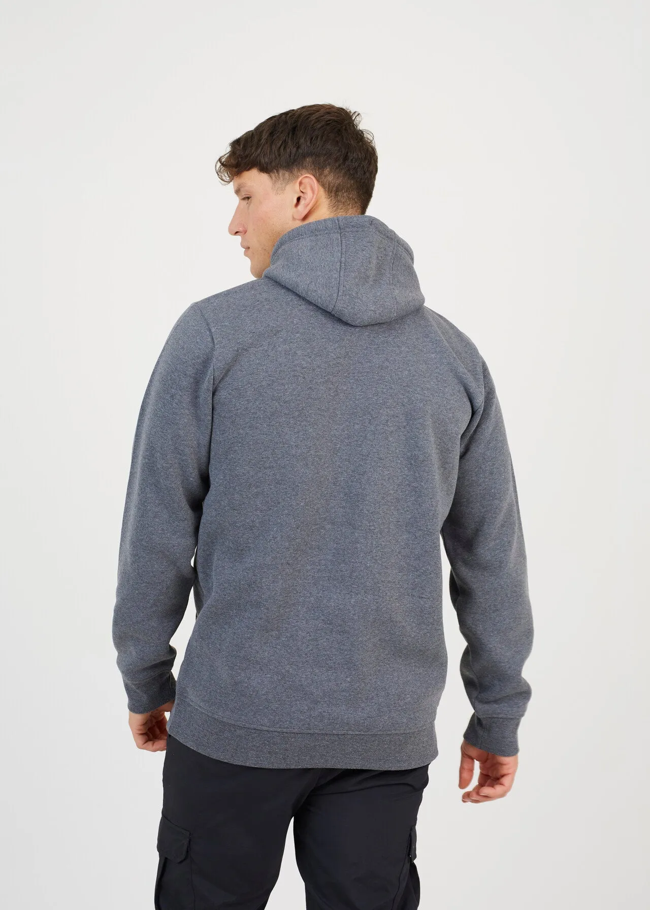 CROSS OVER NECK HOODY WITH CONTRAST DRAWSTRINGS