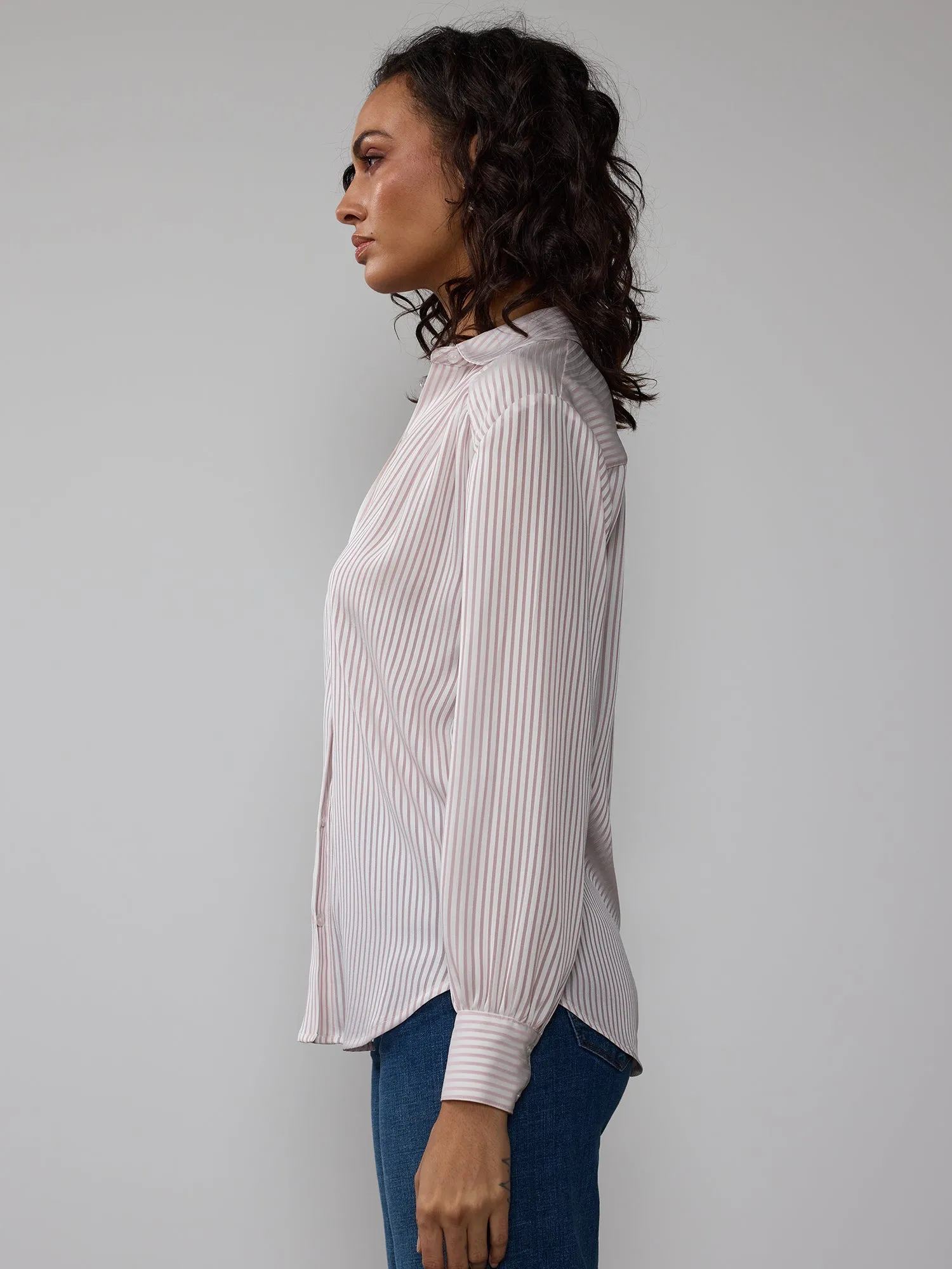 Drapey Stripe Button Down Shirt