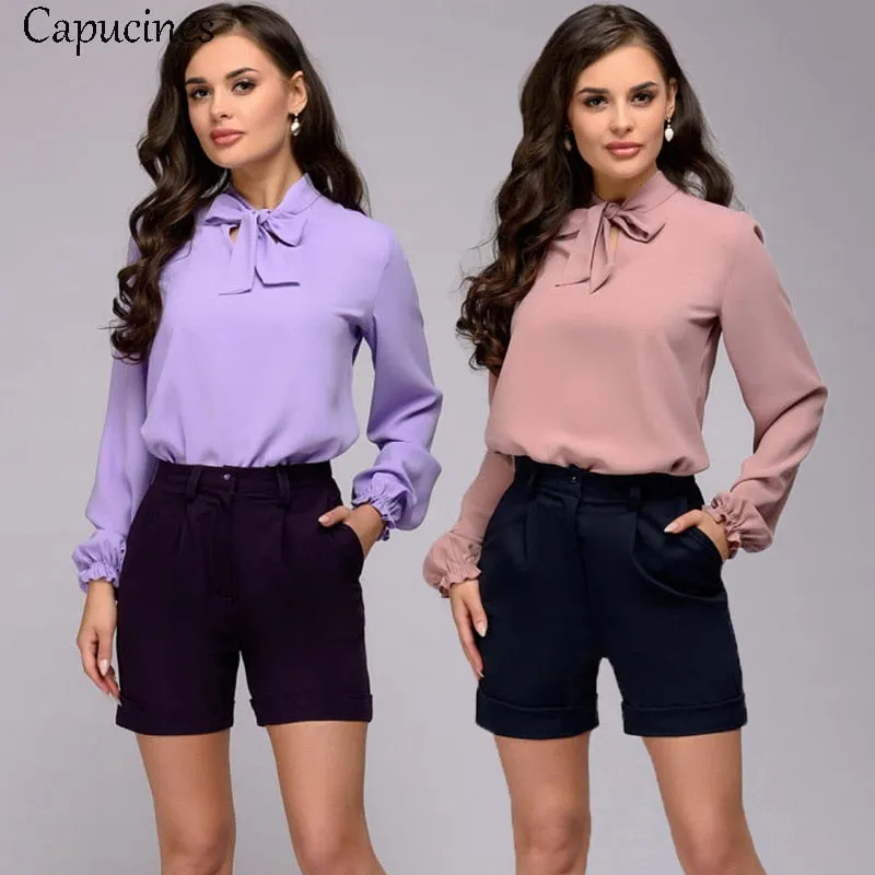 Elegant Bow Tie Women Shirt