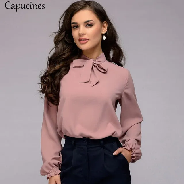 Elegant Bow Tie Women Shirt