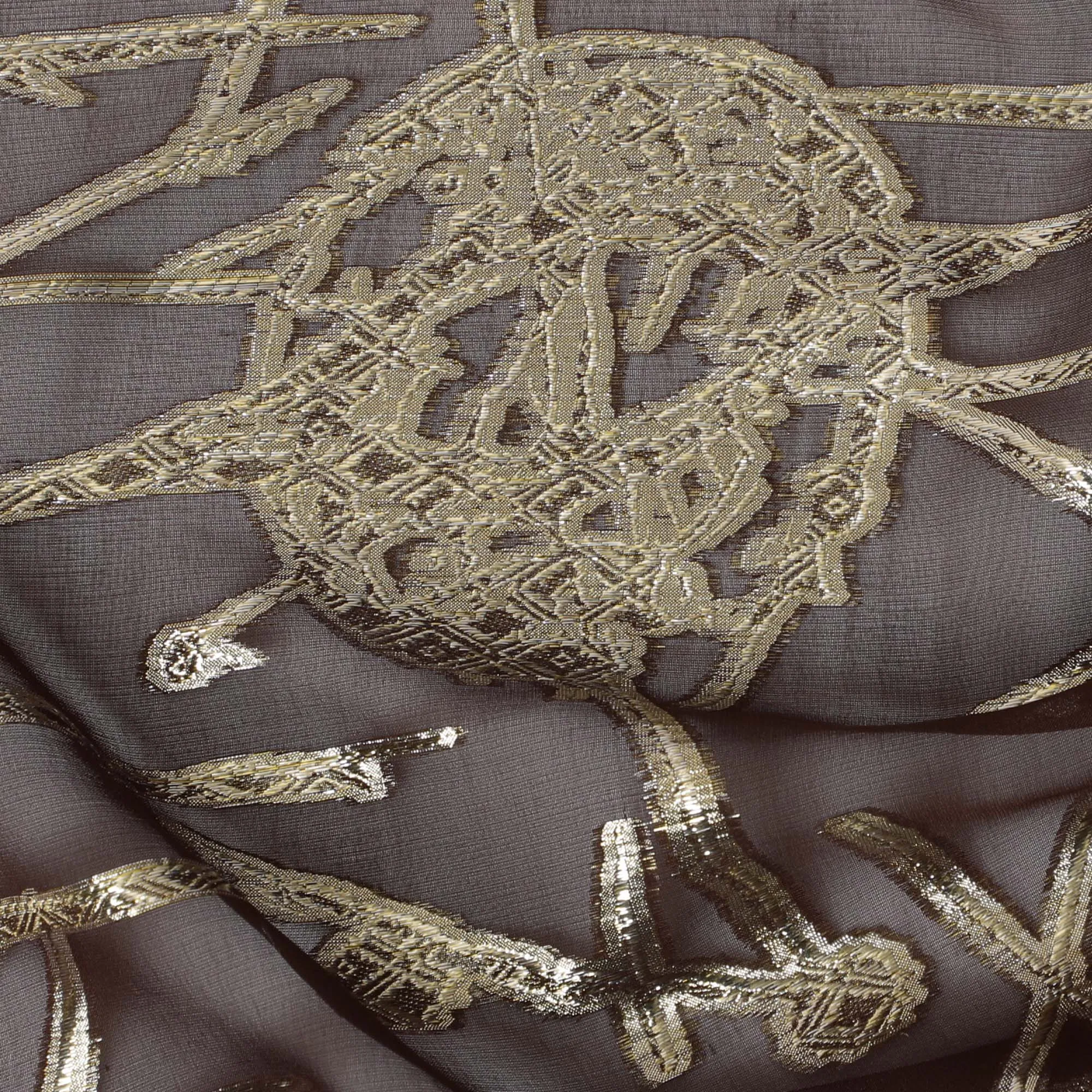 Elegant Brown Silk Chiffon Fabric with Metallic Lurex, 110 cm Wide, South Korean Design-D19582