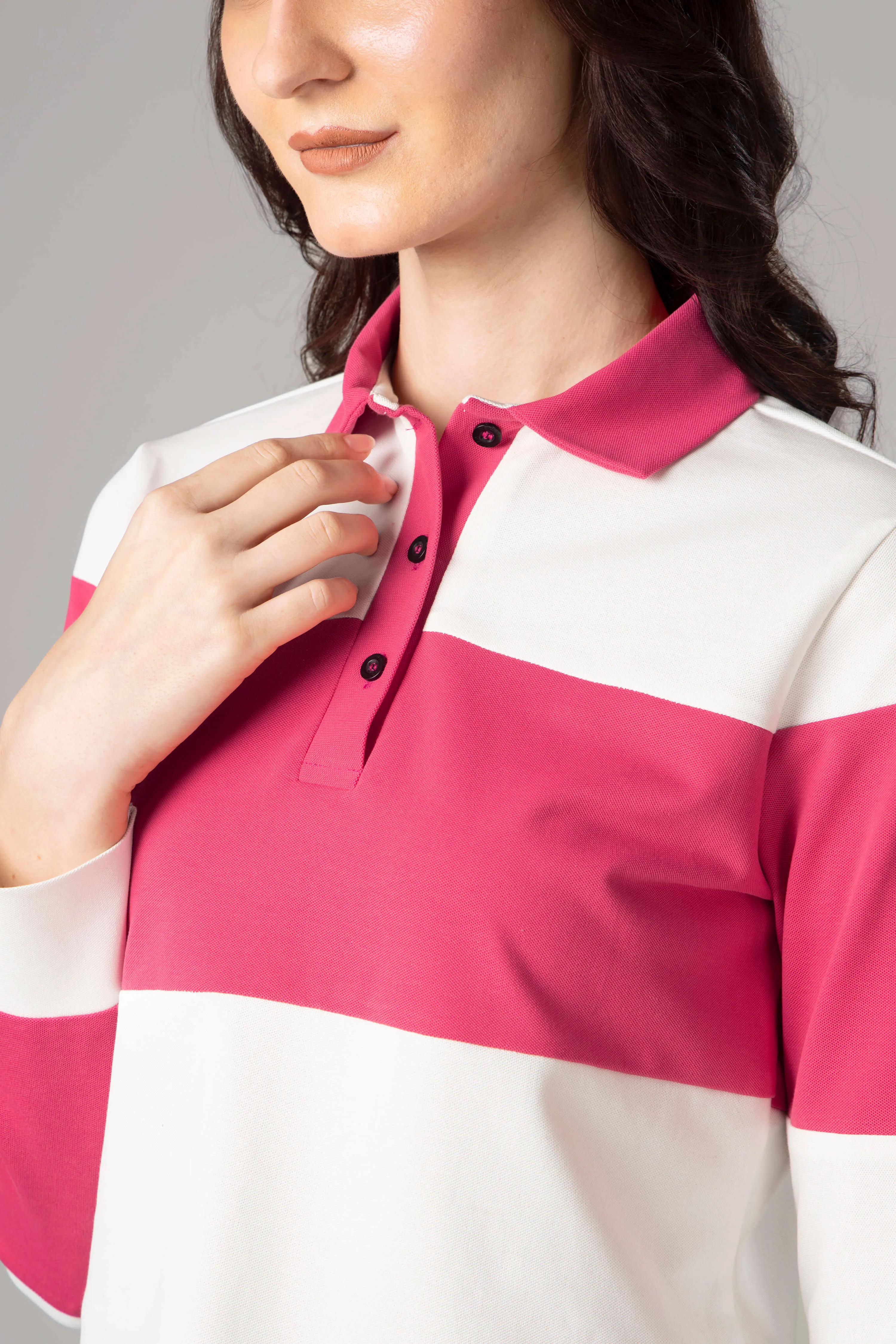 Exclusive Striped Polo T-Shirt For Women