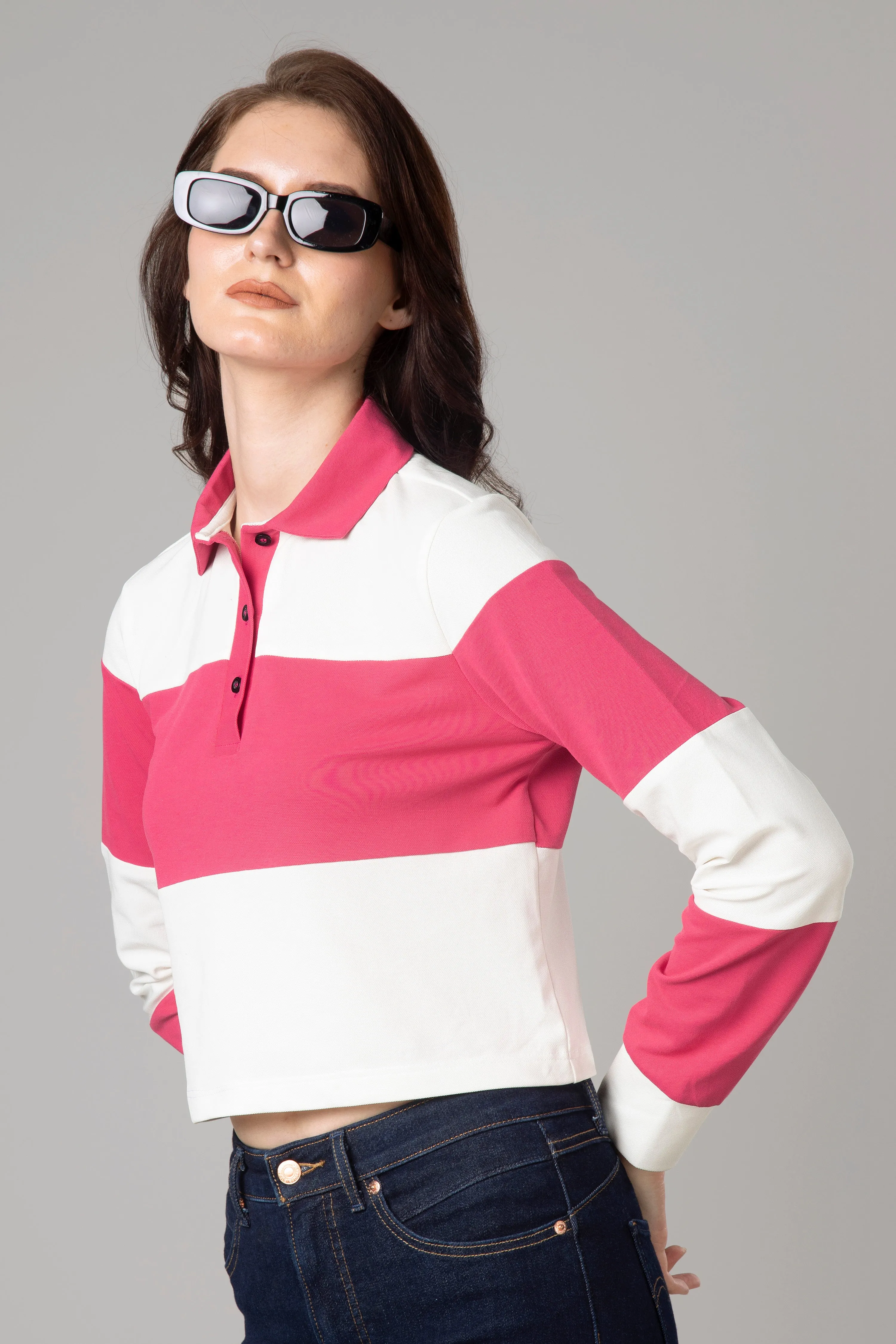 Exclusive Striped Polo T-Shirt For Women