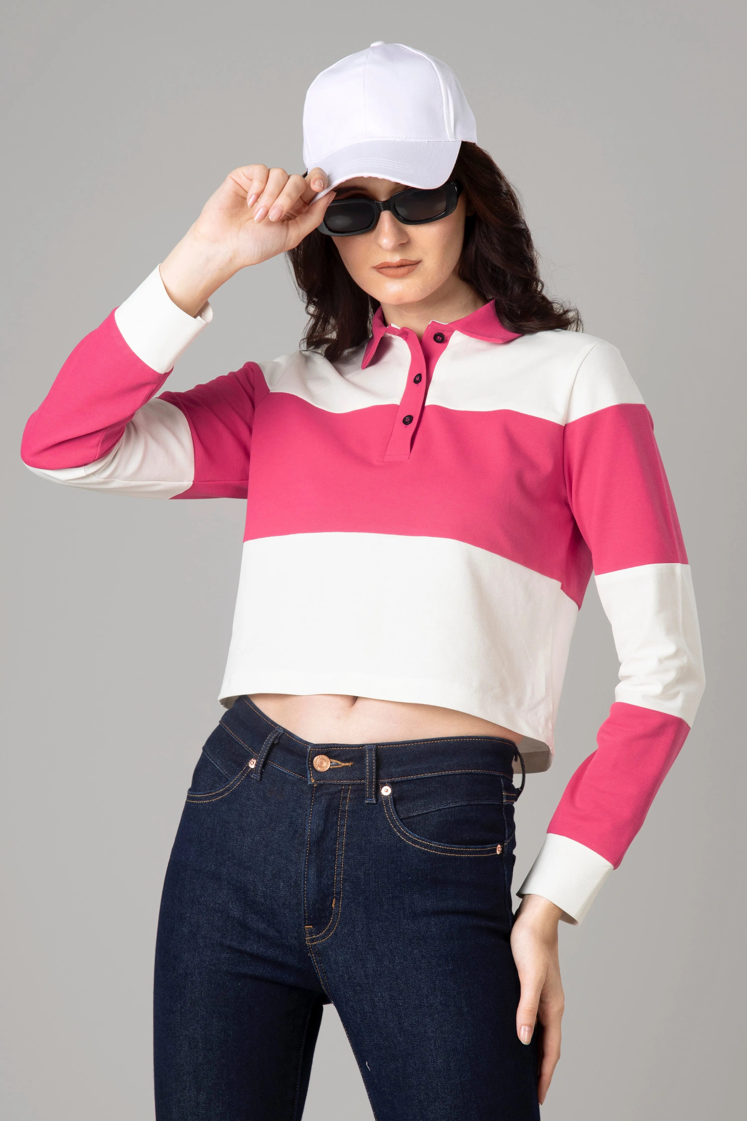 Exclusive Striped Polo T-Shirt For Women