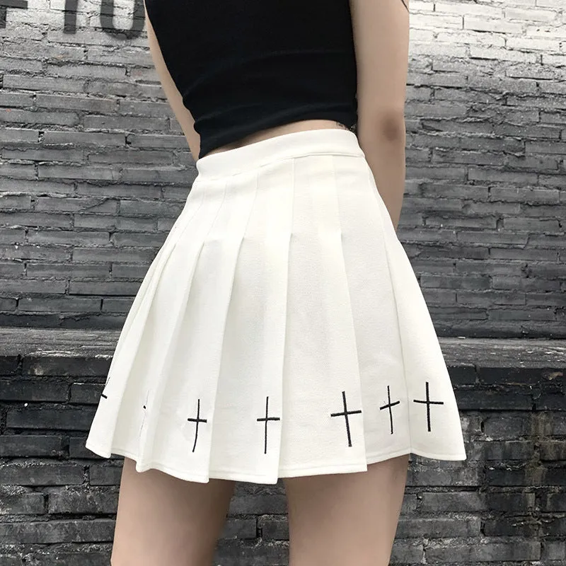 Gothic Punk Dark Style Bust Pleated Black Wholesale Skirts