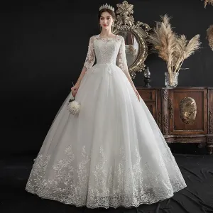 Half Sleeve Ball Gown A-line Wedding Dress