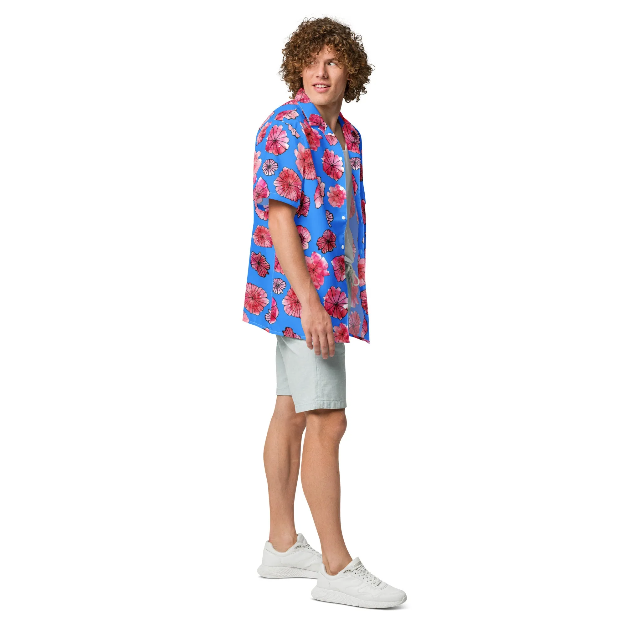 Humble Sportswear™ Men's Floral Blue Button Shirt