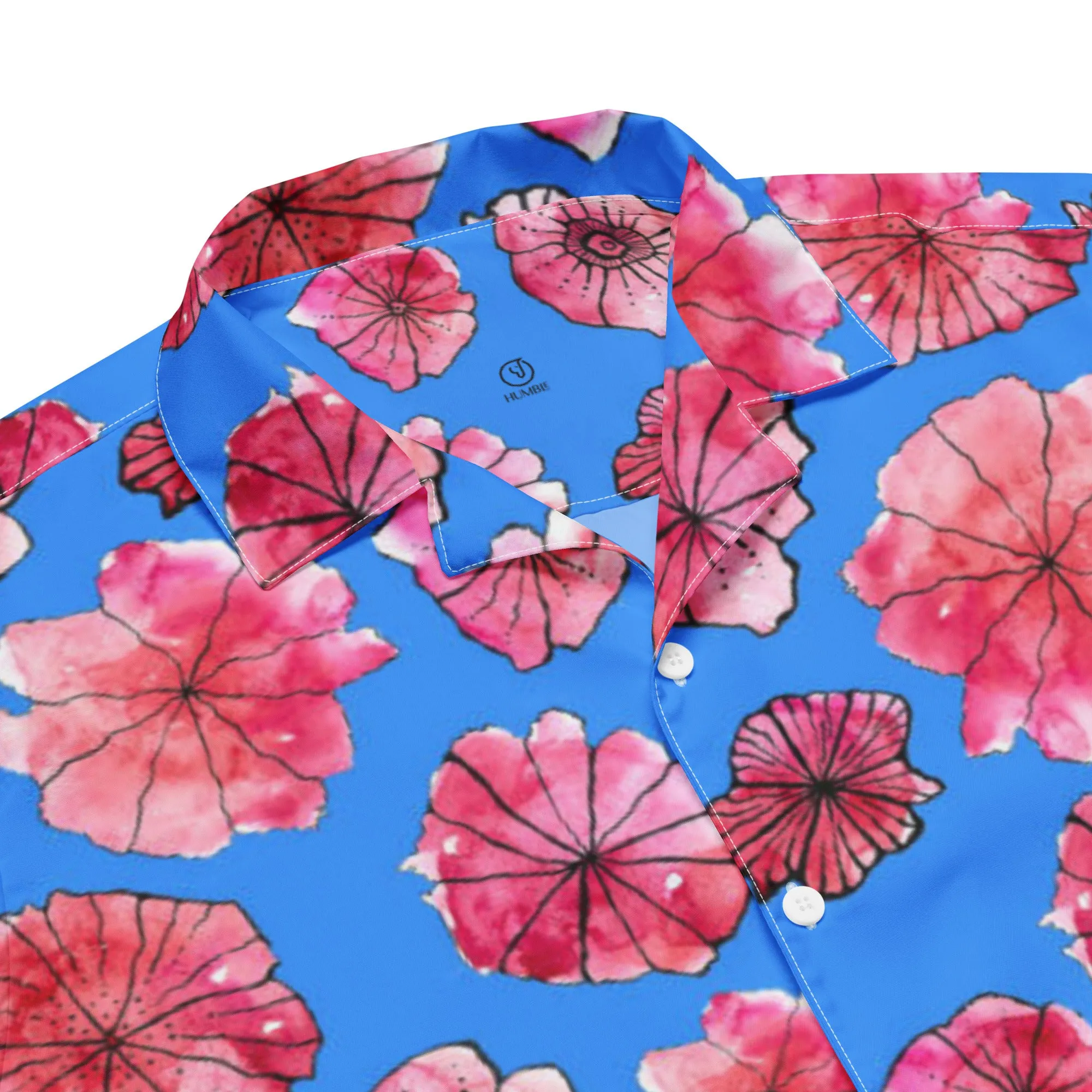 Humble Sportswear™ Men's Floral Blue Button Shirt