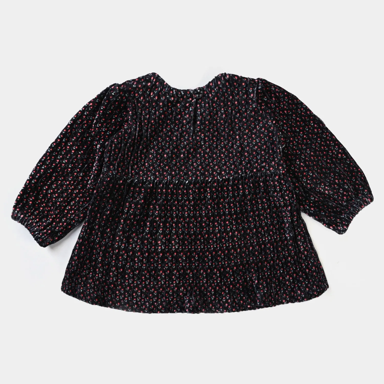 Infant Girls Velvet Casual Top-BLACK