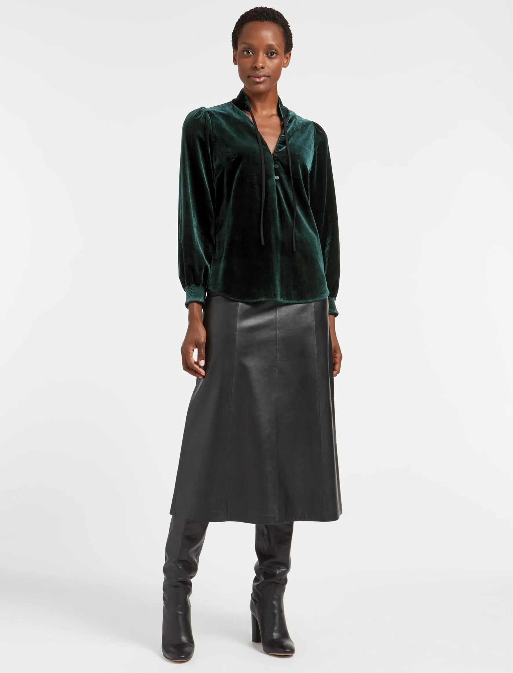 Jacquetta Velvet Blouse - Green