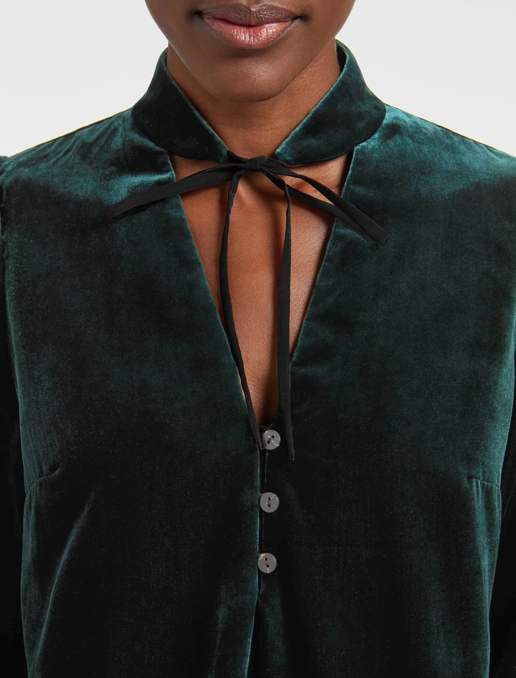 Jacquetta Velvet Blouse - Green