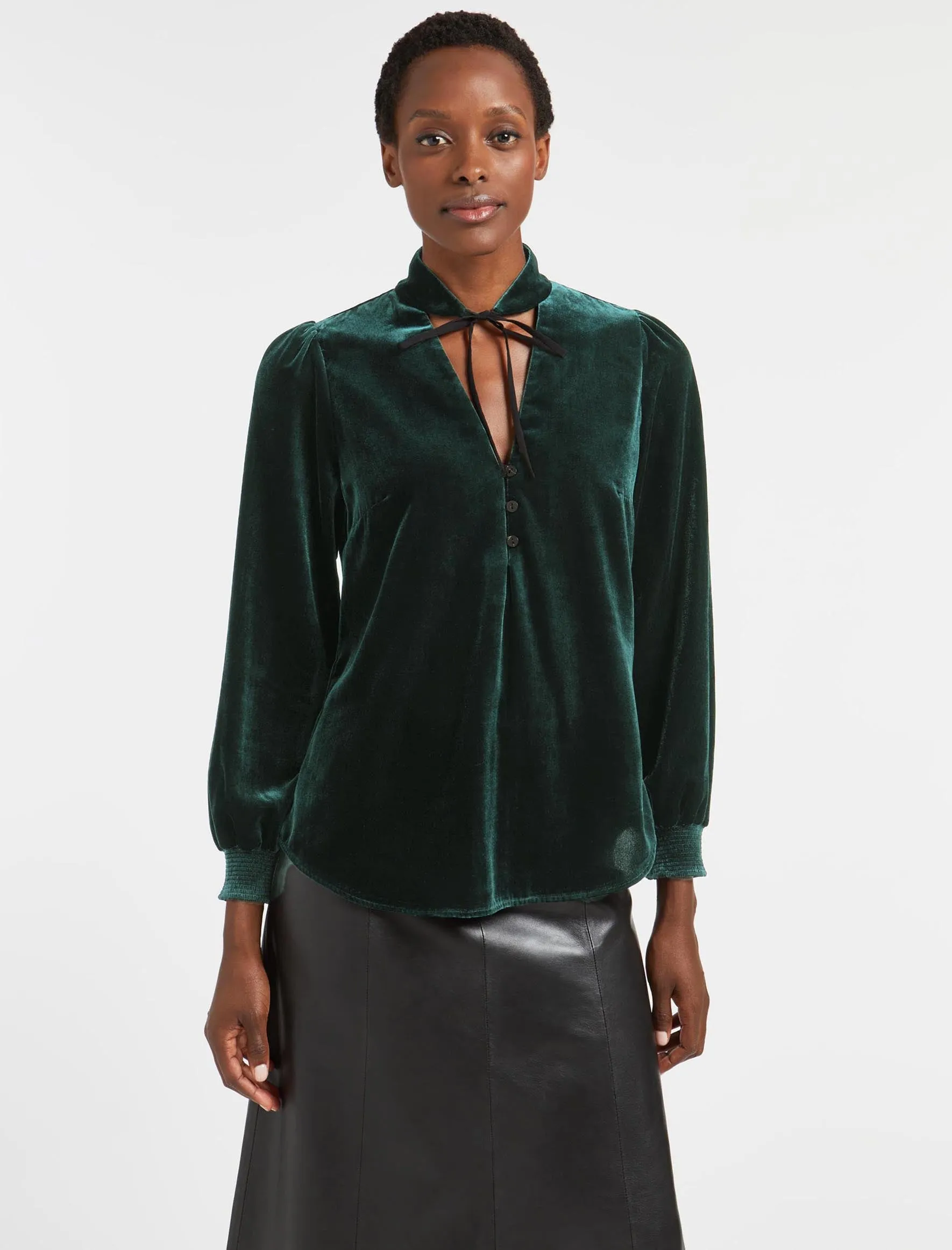 Jacquetta Velvet Blouse - Green