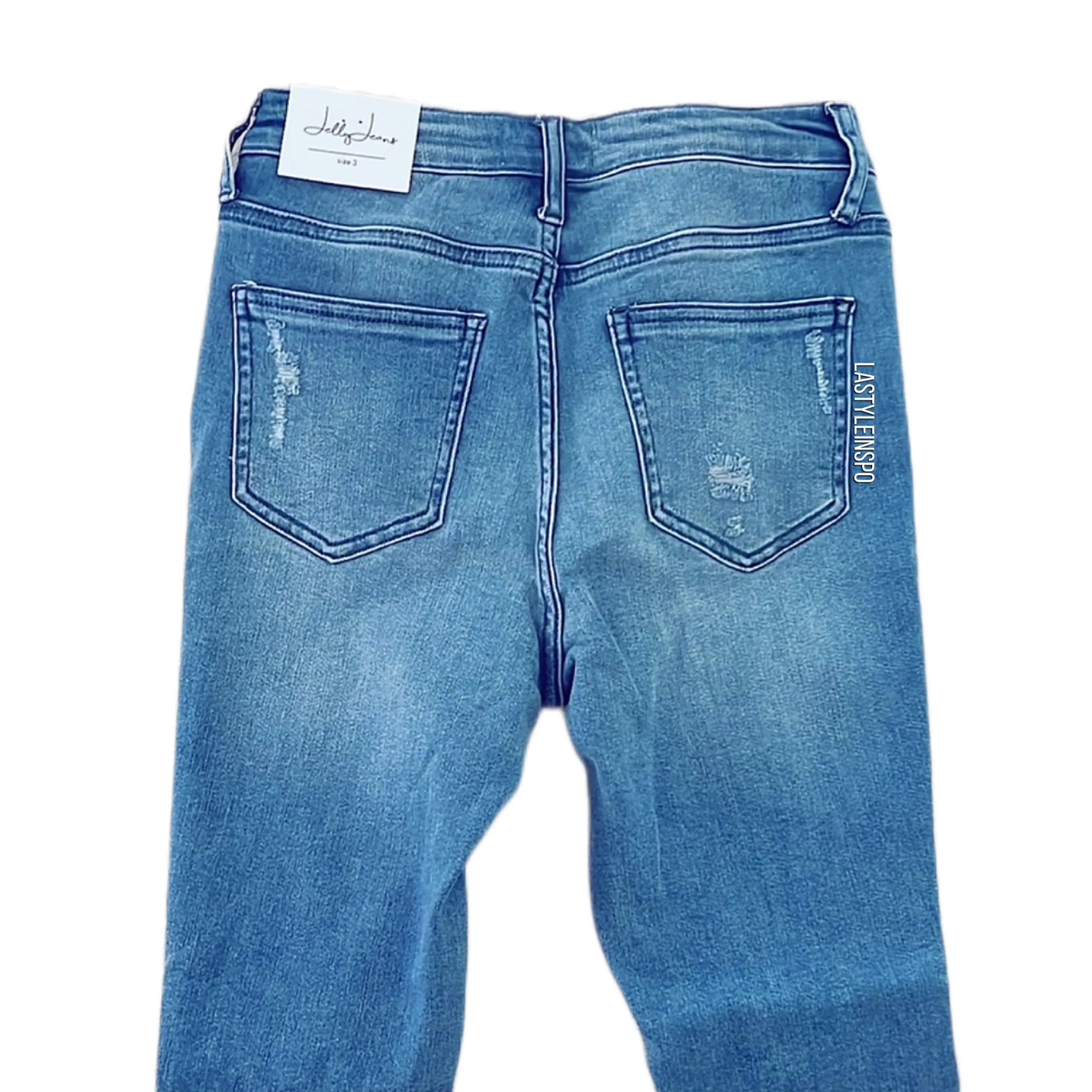 Jelly Jeans Classic but Raw and Frayed Denim Blue Wash Size 1, 3, 5, 7, 9, 11, 13