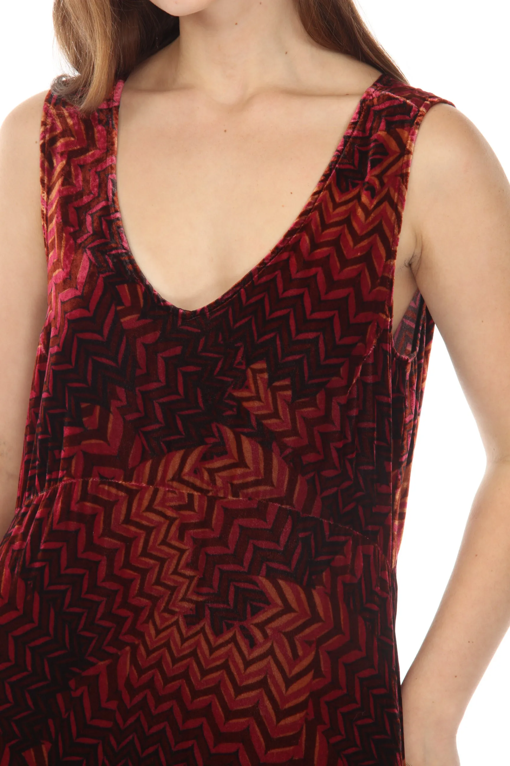 Johnny Was JWLA Belle Velvet Geometric Sleeveless Tank Dress Boho Chic J36622