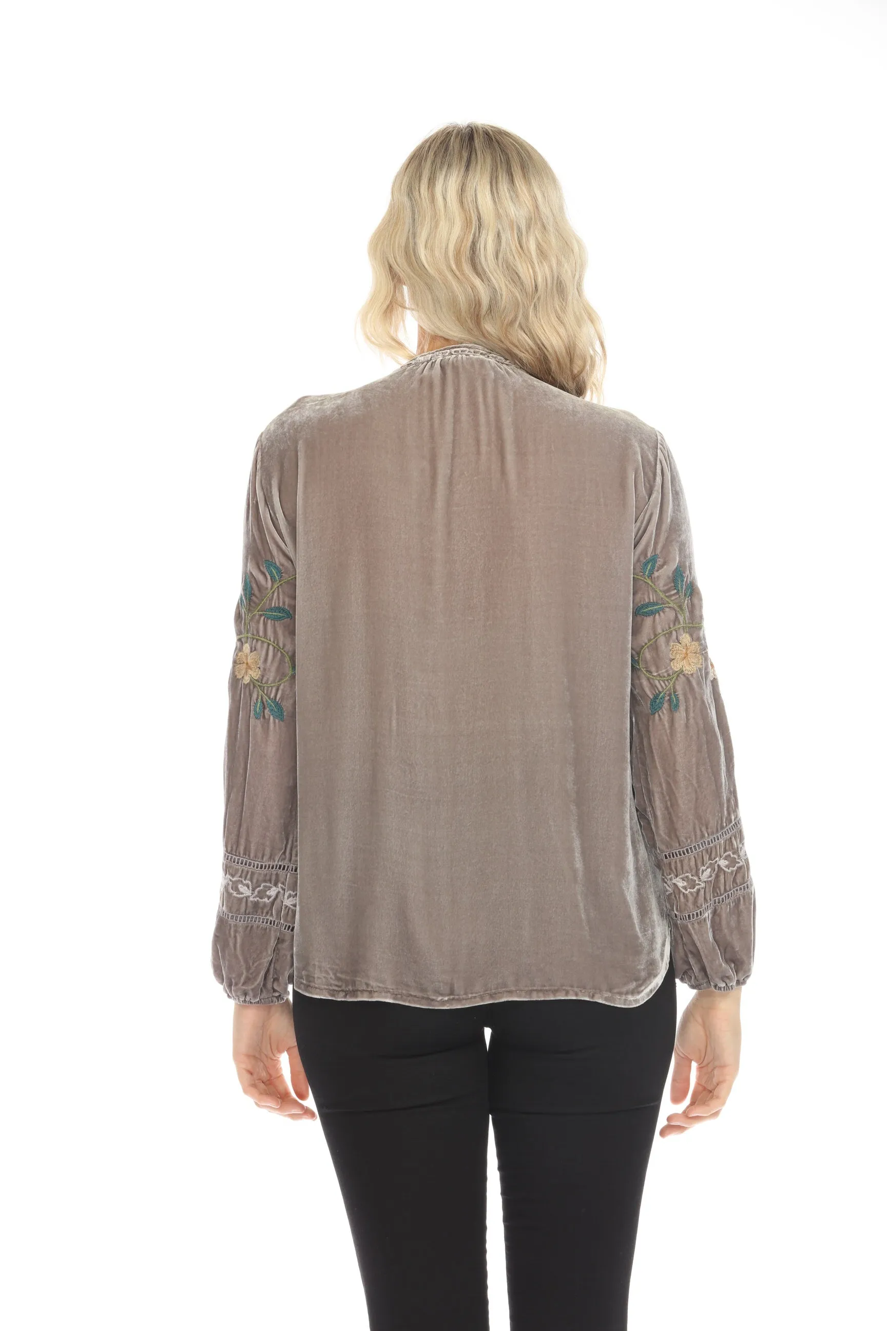 Johnny Was JWLA Grey Rhoda Velvet Estate Blouse J18924