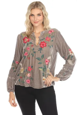 Johnny Was JWLA Grey Rhoda Velvet Estate Blouse J18924