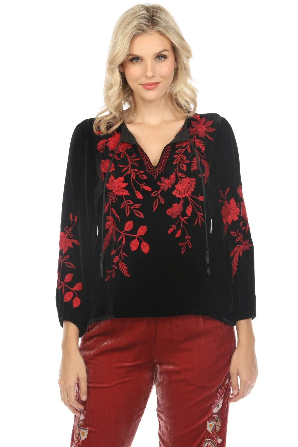 Johnny Was JWLA Junie Velvet Relaxed Blouse Boho Chic J12623-O