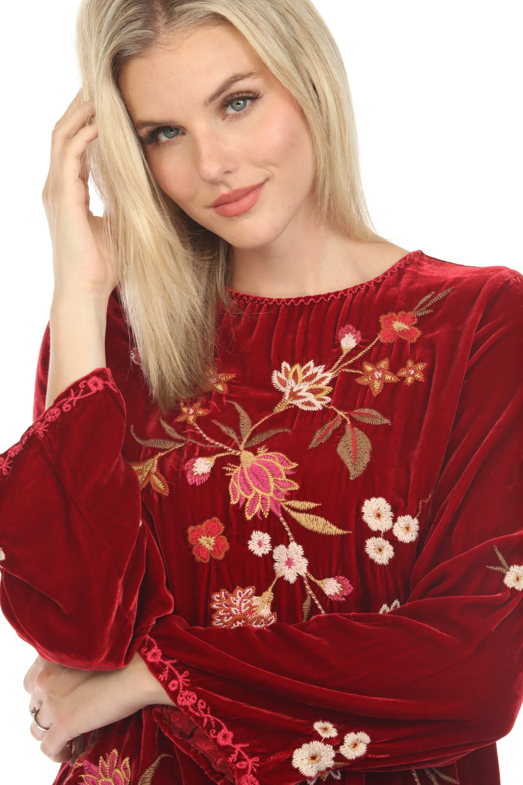 Johnny Was JWLA Quinn Velvet Kimono Sleeve Tunic Top Boho Chic J26823-O