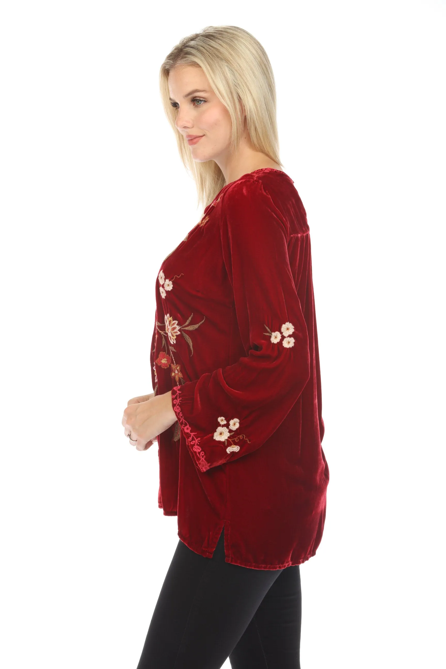 Johnny Was JWLA Quinn Velvet Kimono Sleeve Tunic Top Boho Chic J26823-O