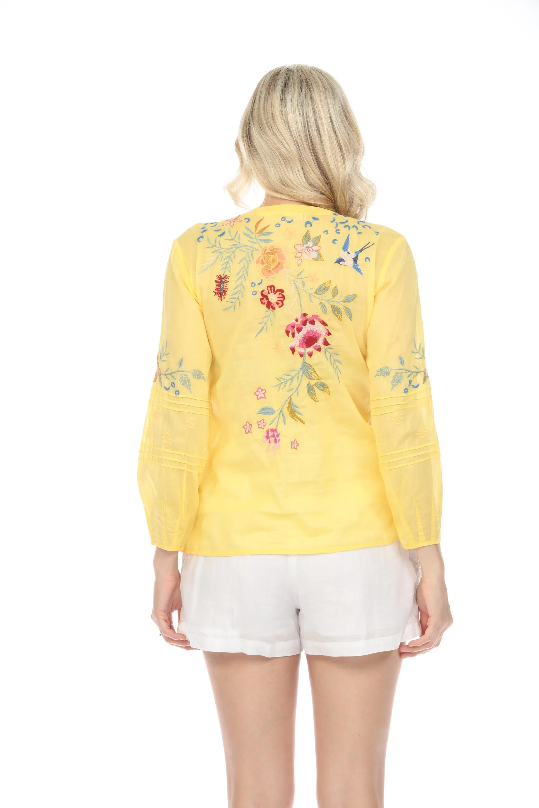 Johnny Was Workshop Embroidered Tassel Top W17424 Boho Chic *