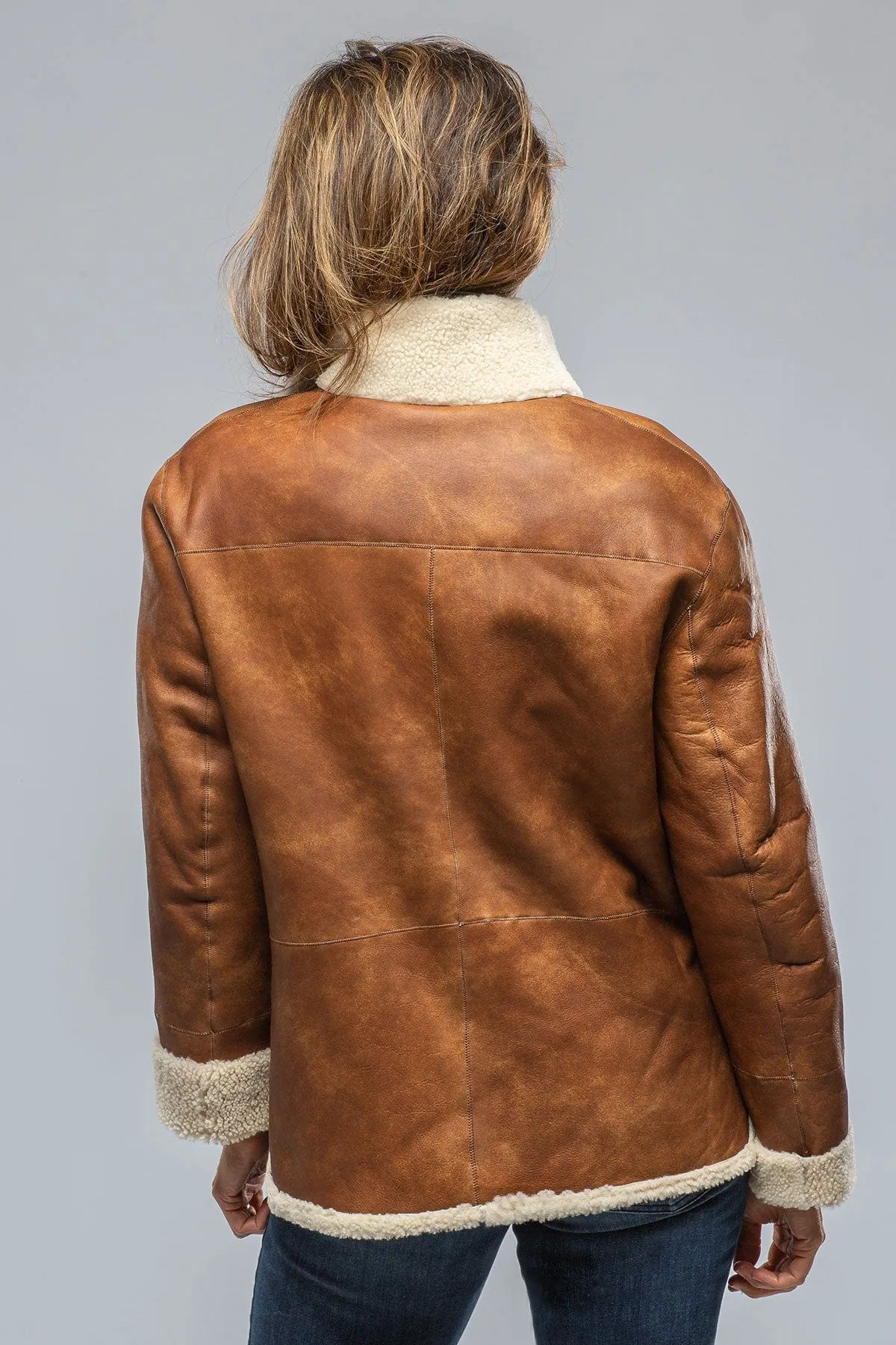 Keli Reversible Burnished Leather & Curly Lamb Shearling Jkt