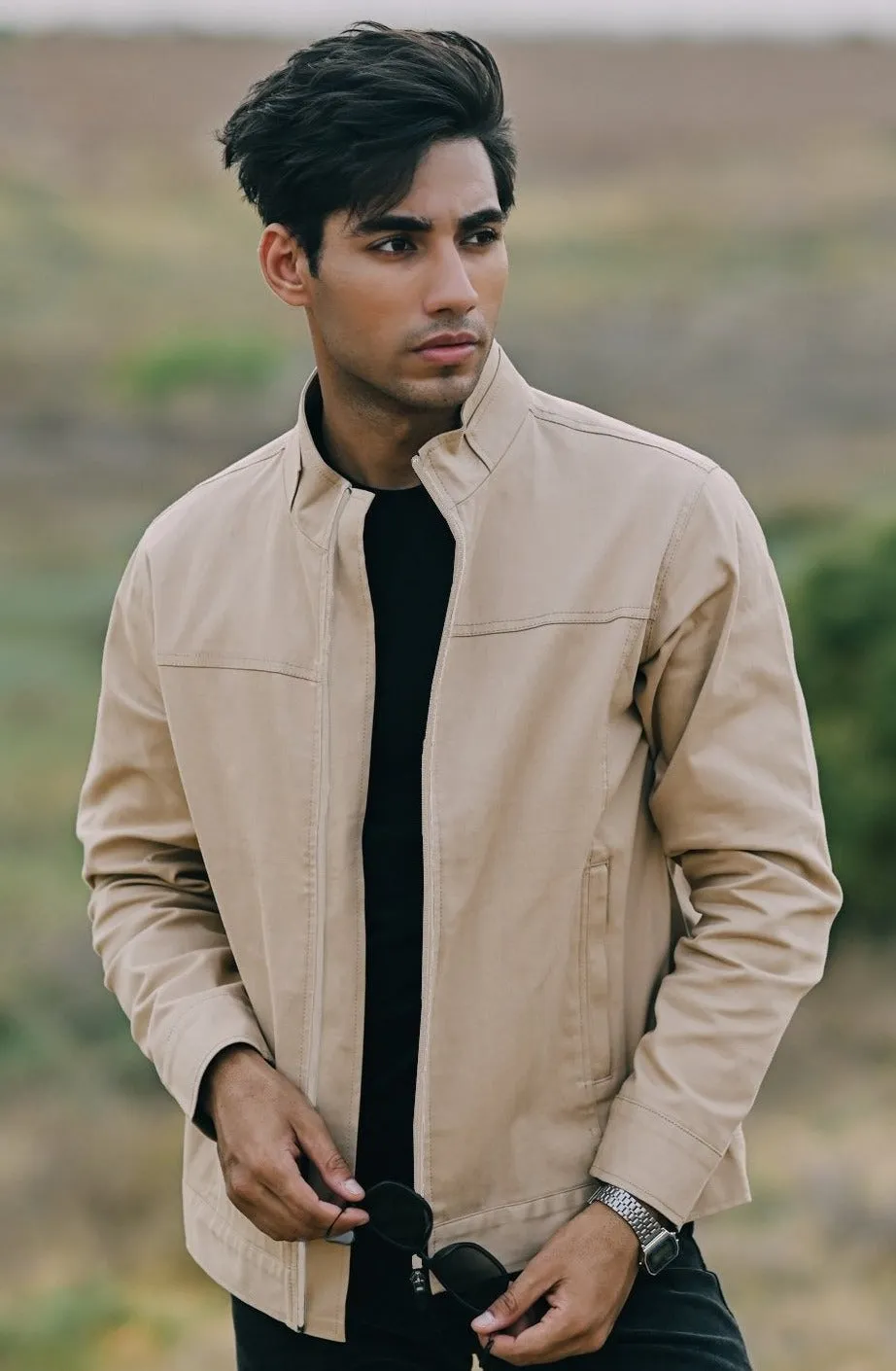 Khaki Suede Cotton Jacket