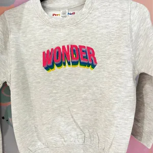 Kids Embroidered Wonder Sweatshirt in Ash Grey