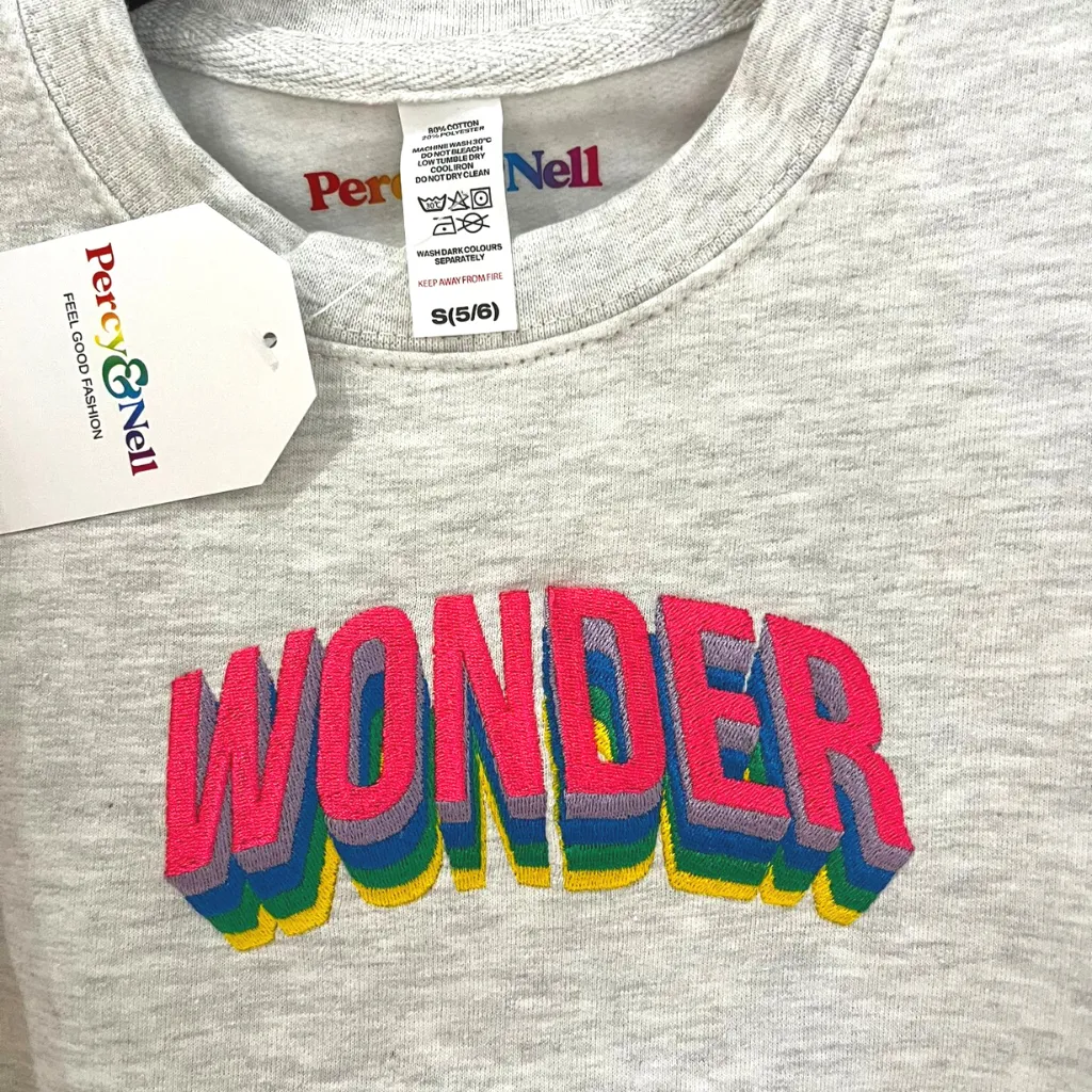 Kids Embroidered Wonder Sweatshirt in Ash Grey